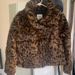 Abercrombie & Fitch mini puffer in leopard print